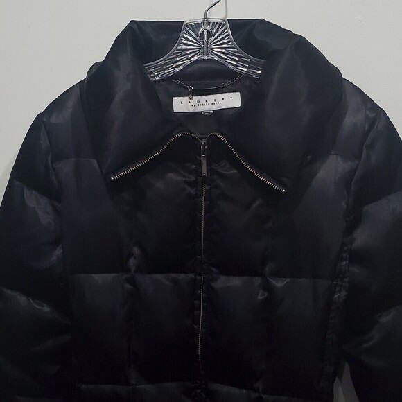 LAUNDRY by Shelli Segal Black Satin Down Cloud Quilted Puffer Coat - Picture 2 of 15